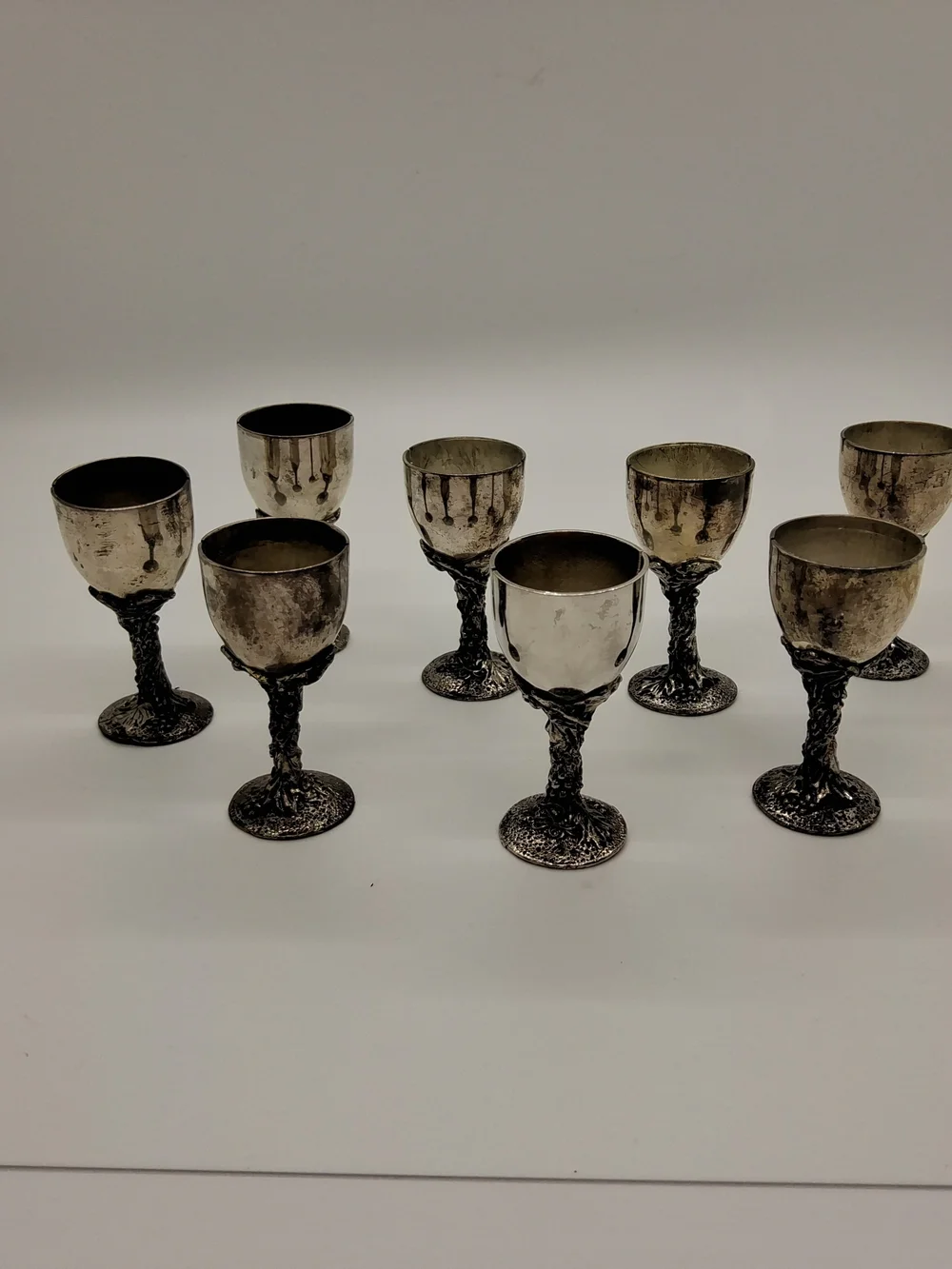 Eight Vintage Mini Goblet Place Card/Menu Holders ~Silver Plate~